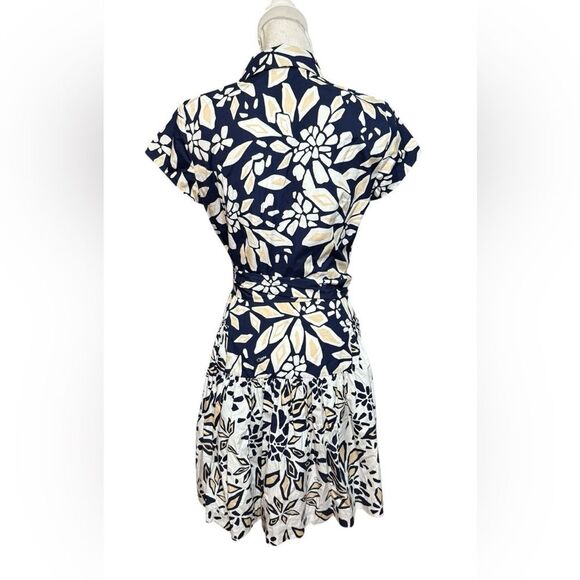 Diane Von Furstenburg Scarlet Abstract Floral Shirt Dress Sz 6 - Picture 4 of 5